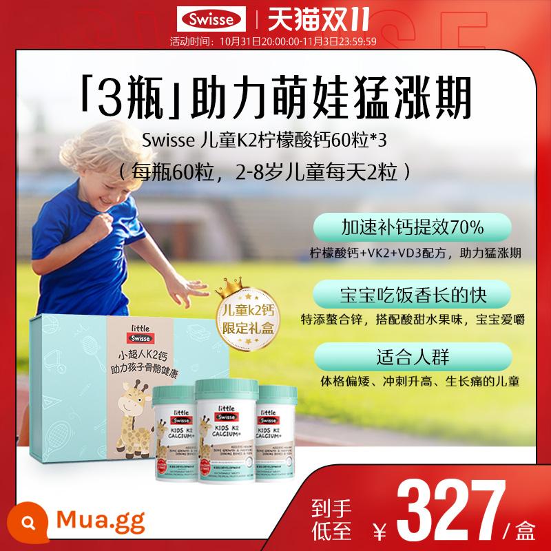 Swisse Viên Canxi Trẻ Em Bổ Sung Canxi K2 Canxi Citrate Vitamin D Flagship Store Chính Thức Cho Trẻ Trên 2 Tuổi - Hộp quà-K2 canxi trẻ em 3 chai