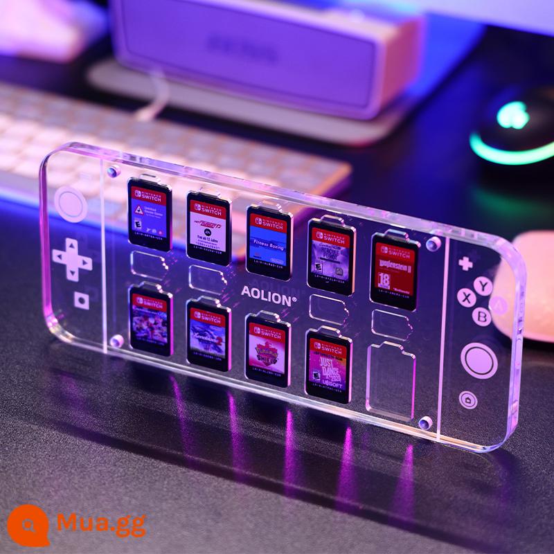 Hộp đựng băng trò chơi Nintendo switch acrylic trong suốt NS khe cắm thẻ lưu trữ hộp pha lê hút từ trường hộp thẻ hiển thị - 10 biểu tượng trò chơi acrylic có độ trong suốt cao với khe cắm thẻ TF