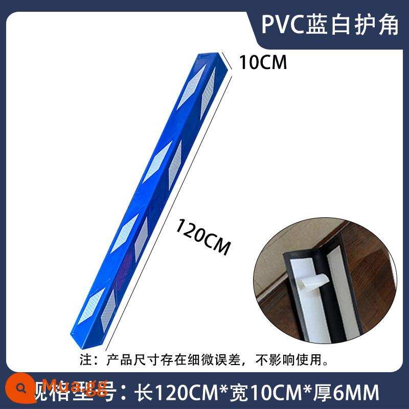 Dải góc PVC dải cạnh bãi đậu xe bảo vệ dải chống va chạm mềm Bảo vệ góc EVA mà không cần đục lỗ bảo vệ góc cao su - PVC góc vuông màu xanh và trắng 1200 * 100 * 6MM