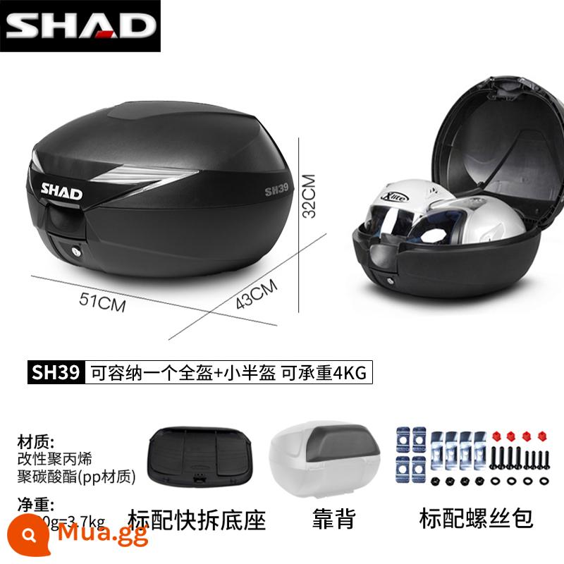 cốp xe shad 39/48/33BMWC400GTPCX160TR300 cốp xe máy Fosha 350 - Hộp đựng đuôi SH39 + tựa lưng + đế tháo nhanh (có lớp lót miễn phí)