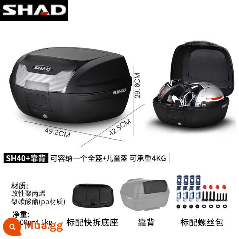 cốp xe shad 39/48/33BMWC400GTPCX160TR300 cốp xe máy Fosha 350 - (Tặng lót) Hộp đựng đuôi SH40 + tựa lưng + đế tháo nhanh