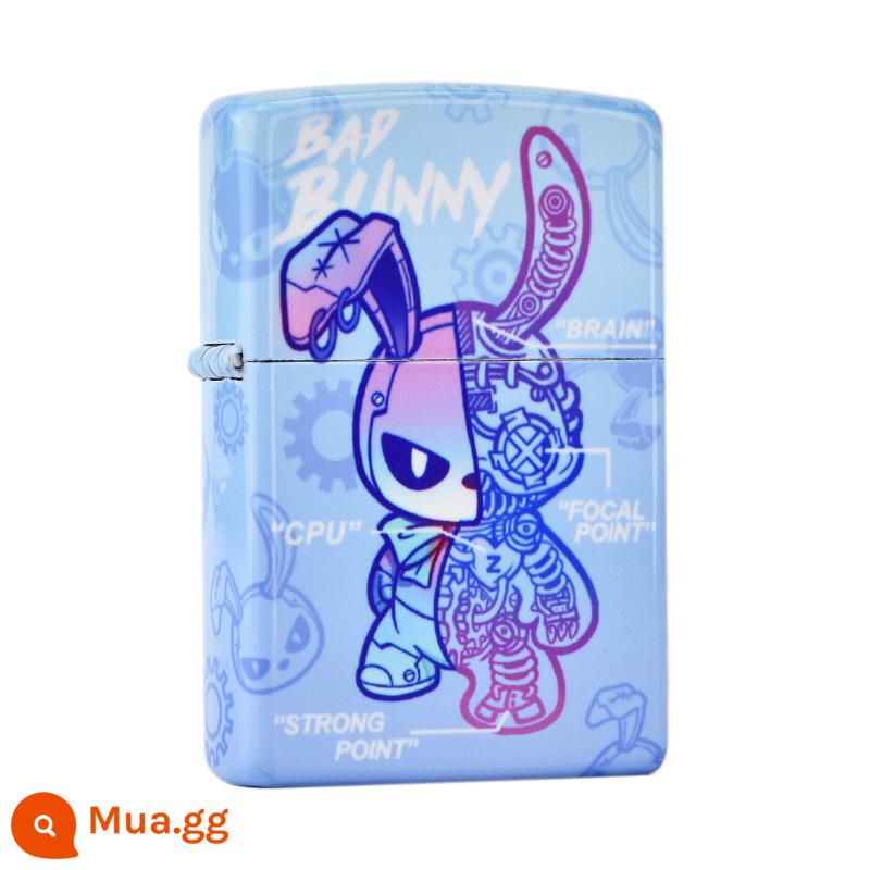 Bật lửa Zippo chính hãng chính hãng in màu thủy triều chơi dây kéo thỏ hoạt hình Quà tặng Zippo chính hãng cho bạn trai - Màu xanh thỏ hợp thời trang (máy đơn không chứa dầu)