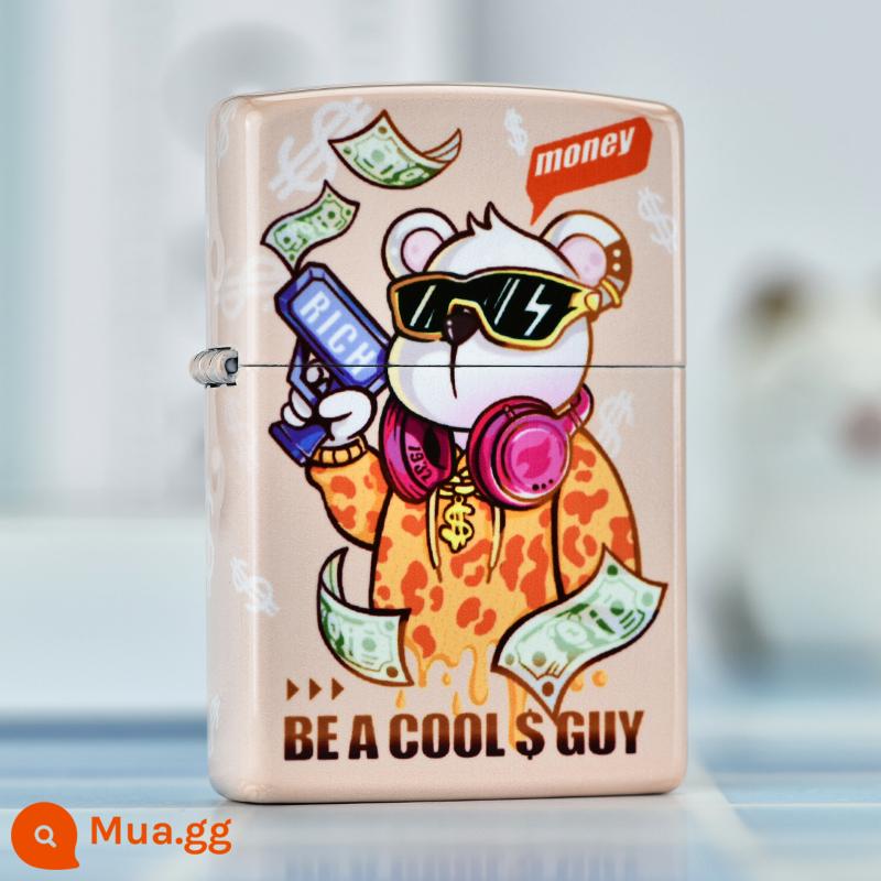 Bật lửa zippo chính hãng zoop rich bear chính hãng chính hãng kho báu quà tặng ngày lễ tình nhân cho bạn trai - Màu vàng gấu đậm đà (máy đơn không chứa dầu)