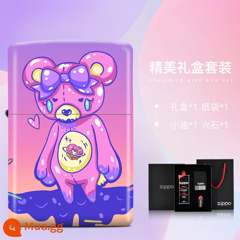 Zippo Light Qiku Bear Bear American Bản gốc nhập khẩu chính thức chính thức Zip để tặng quà cho con trai - Gấu Yêu (Bộ Hộp Quà) được tặng kèm búp bê giống hệt như một món quà ngẫu nhiên