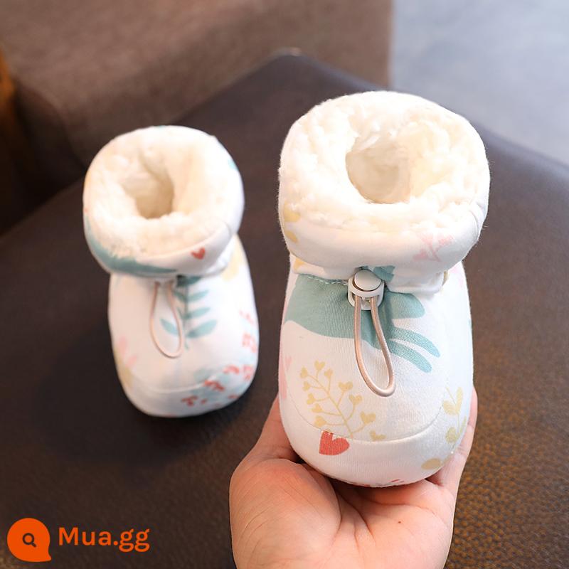 Giày Cho Bé Mùa Thu Đông Ấm Áp Dày Plus Nhung Đế Mềm 0-12 Tháng Trẻ Sơ Sinh Giày Cotton Không Rơi Trăng Tròn giày Cho Bé - Phong cách mùa đông thỏ trắng ngọc