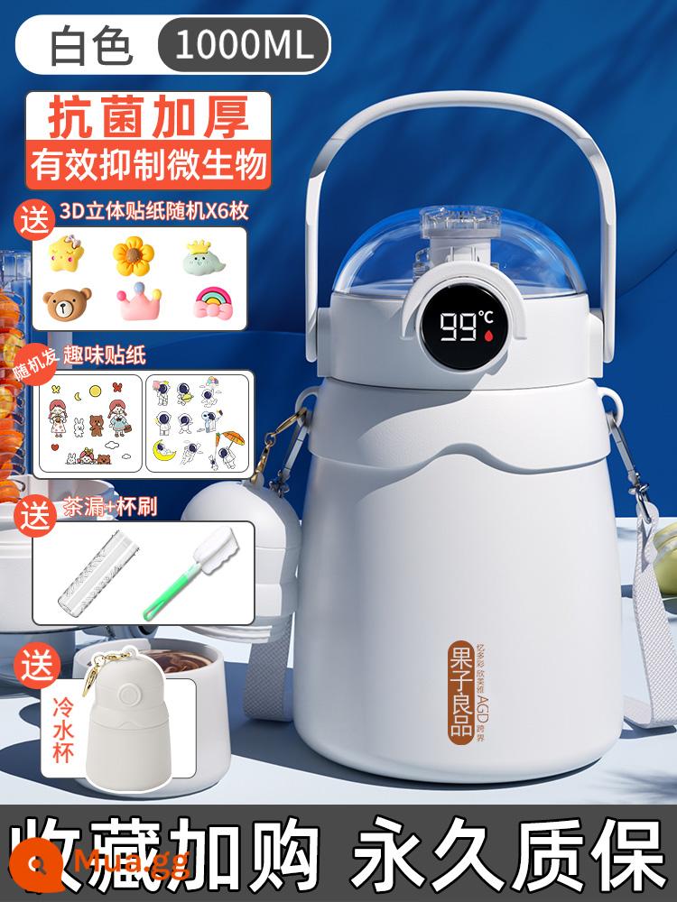 Cúp bụng lớn Cúp cách nhiệt Cup Girl Cup 2022 Trẻ em mới cách nhiệt Nước Cúp nước nam Kettles Kettles Công suất lớn - Mẫu kháng khuẩn - cốc mẹ chồng trắng 1.0L [không mùi ~ tỷ lệ kháng khuẩn 99,9% ~ bảo hành ba năm