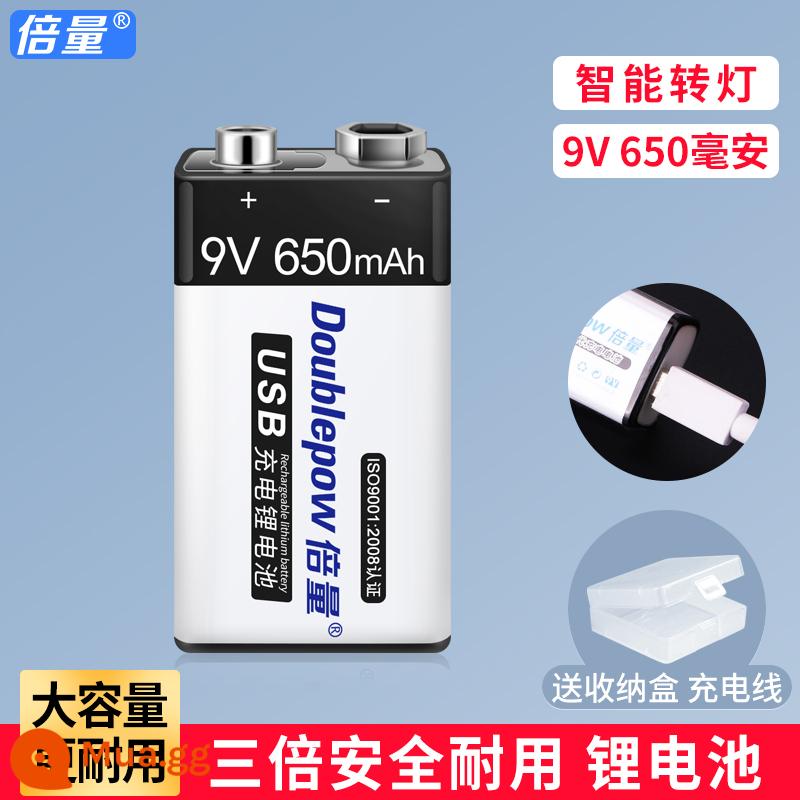 Sạc Pin Lithium 9V Công Suất Lớn Đồng Hồ Đo Vạn Năng Vuông Micro Không Dây Đàn Guitar 6F22 9 Volt Sạc Micro - 1 cell 650 mAh [sạc USB]