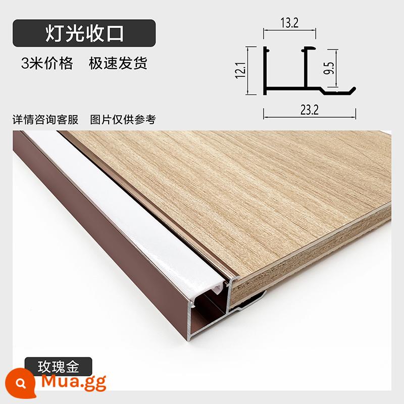 Tấm tường 9mm dải cạnh phát sáng hợp kim nhôm chiếu sáng dải cạnh hồ sơ dải thẻ veneer dải trang trí dây kim loại - Chốt đèn 9mm/vàng hồng