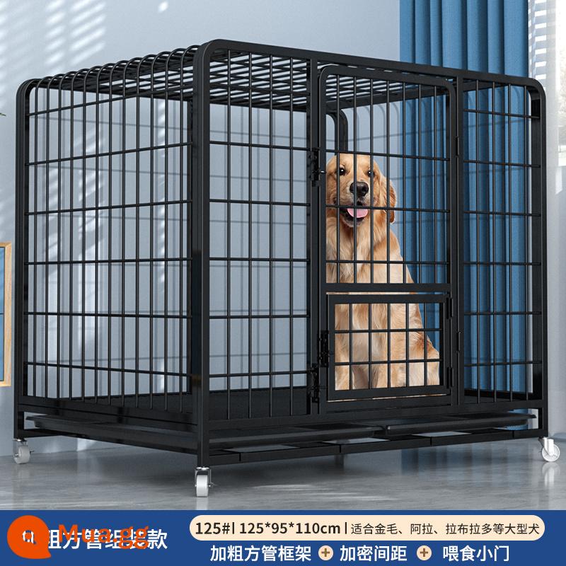 Chuồng chó dành cho chó lớn, cỡ vừa có toilet riêng, chuồng chó Golden Retriever Labrador đặc biệt trong nhà cực lớn - Mô hình mã hóa đậm màu đen 125*95*110 (trong vòng 120 pound)