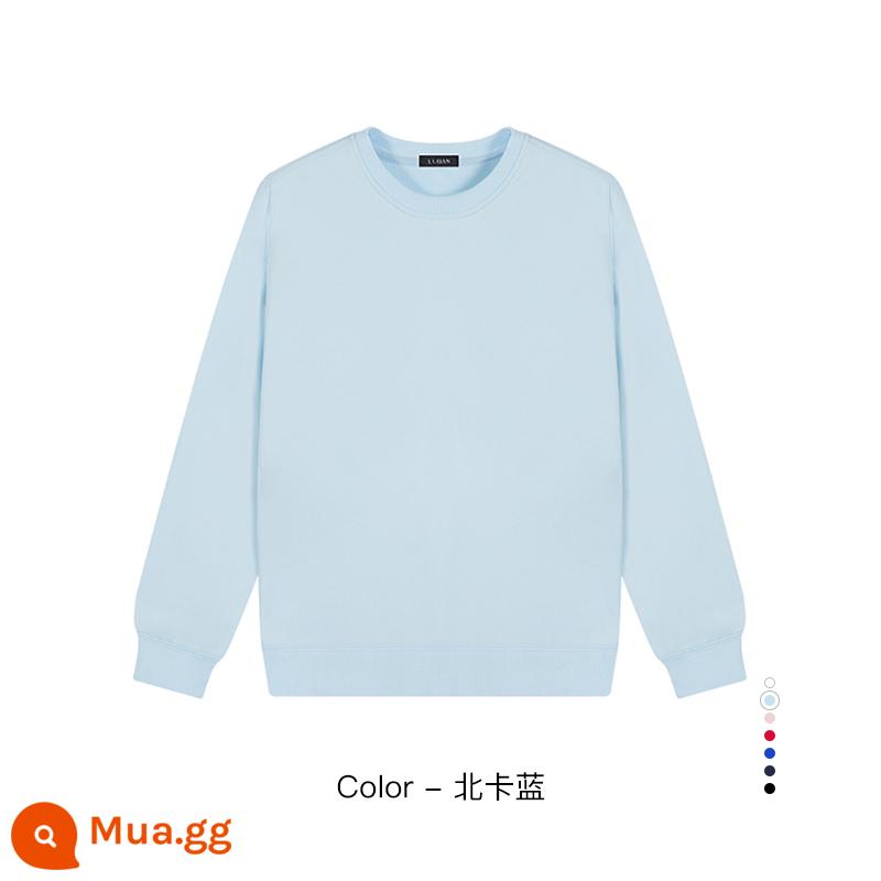 Cổ tròn cotton dày T tùy chỉnh in logo thêu mùa thu đông nhung dài tay đồng phục phục vụ quần áo làm việc nhân viên công ty tùy chỉnh - Màu xanh Bắc Carolina