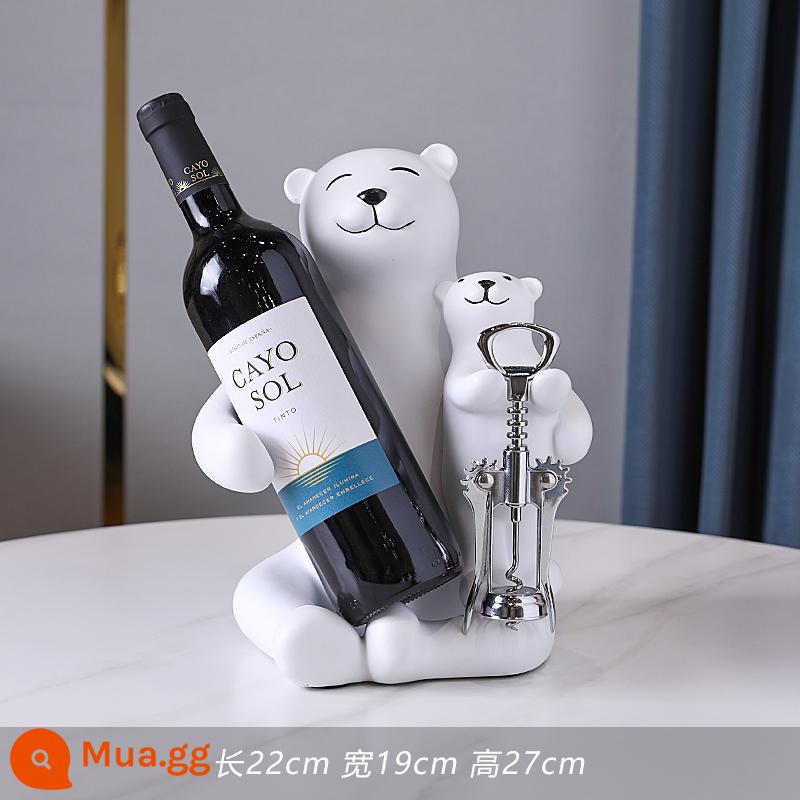 Rabbit Red Wine Rack Trang trí phòng khách Phong trào quà tặng mạ bạc Ánh sáng sang trọng tủ ăn rượu vang Rabbit Chuẩn trang trí - Kệ đựng rượu gấu cha mẹ-con-màu trắng-có kèm dụng cụ mở nắp chai