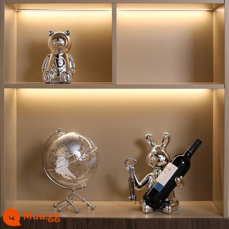 Rabbit Red Wine Rack Trang trí phòng khách Phong trào quà tặng mạ bạc Ánh sáng sang trọng tủ ăn rượu vang Rabbit Chuẩn trang trí - Bộ 3 món - không bao gồm chai rượu