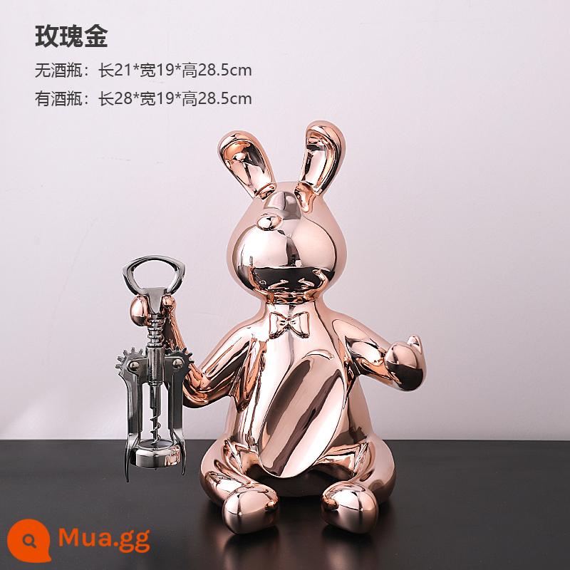 Rabbit Red Wine Rack Trang trí phòng khách Phong trào quà tặng mạ bạc Ánh sáng sang trọng tủ ăn rượu vang Rabbit Chuẩn trang trí - Giá rượu thỏ-Dụng cụ mở chai không có vàng hồng