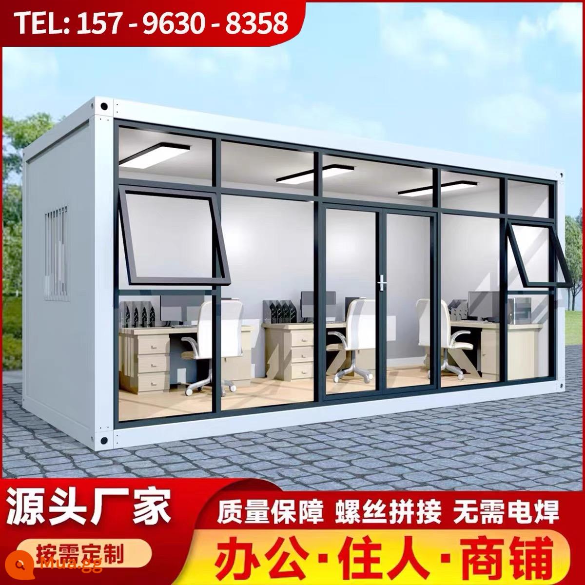 Nhà sản xuất nhà di động container bán hàng trực tiếp thép màu tùy chỉnh văn phòng nhà tích hợp nhà tiền chế có thể tháo rời và tháo rời - Vách kính trắng 3mx6mx2.8m