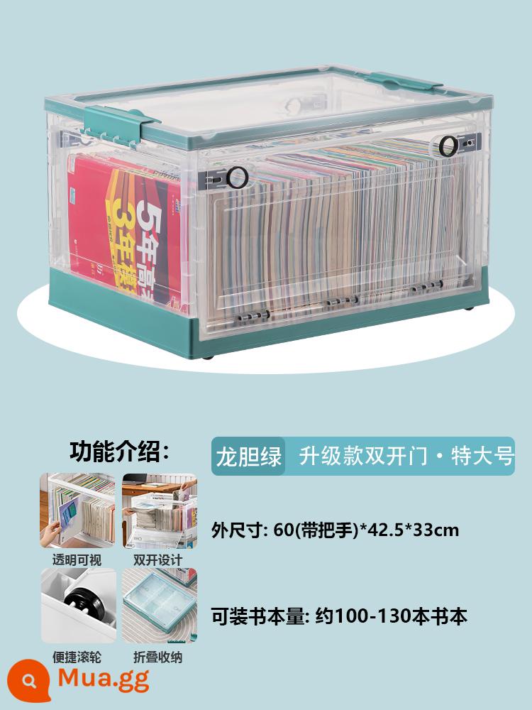 Book Storage Box Lớp học sử dụng cuốn sách -T -Sách lưu trữ hộp sách Book Book Storage Hộp lưu trữ nhà trong suốt tổ chức - [Trong suốt/Xanh Gentian/Cực lớn] Dài 60 Chiều rộng 42,5 Chiều cao 33cm