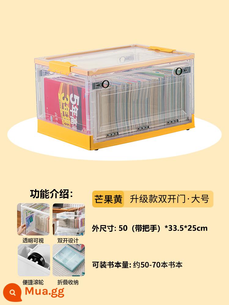 Book Storage Box Lớp học sử dụng cuốn sách -T -Sách lưu trữ hộp sách Book Book Storage Hộp lưu trữ nhà trong suốt tổ chức - [Trong suốt/Vàng xoài/Lớn] Chiều dài 50 Chiều rộng 33,5 Chiều cao 25cm