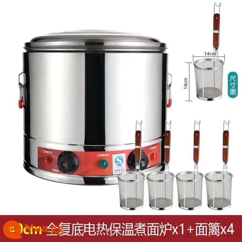 Điện sưởi điện Máy tính để bàn 304 Thép phẳng Re -re -Boiling Xô bánh bao bánh bao - Mẫu đáy gấp 40 có 14 hàng rào hồng và 4 tay cầm vách ngăn 4 lỗ (có cắm điện)