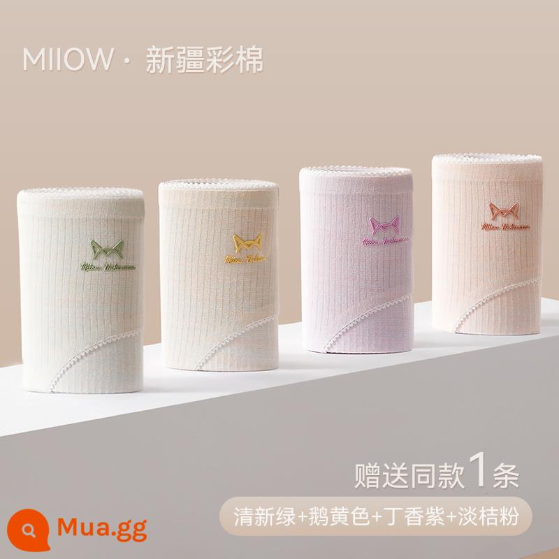 Quần Lót Catman Nữ Cotton Nguyên Chất Kháng Khuẩn Mùa Hè Mỏng Giữa Eo Liền Mạch Thoáng Khí Dễ Thương Quần Short Bé Gái Phong Cách Mới - Phong cách cổ điển [Mua bốn tặng một, 5 miếng] Xanh tươi + vàng ngỗng + hoa cà + hồng cam nhạt + tặng một mảnh cùng kiểu