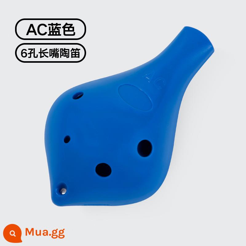 Nhựa Ocarina 6 lỗ alto AC mục mới bắt đầu trẻ em học sinh nhựa 6 lỗ C-Tune nhạc cụ chuyên nghiệp chơi Ocarina - [Miệng dài 6 lỗ màu xanh] Miễn phí dây buộc/biểu đồ ngón tay/khắc miễn phí