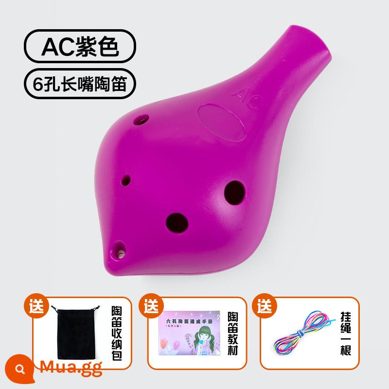 Nhựa Ocarina 6 lỗ alto AC mục mới bắt đầu trẻ em học sinh nhựa 6 lỗ C-Tune nhạc cụ chuyên nghiệp chơi Ocarina - [Miệng dài 6 lỗ màu đỏ hồng] Tặng dây buộc/túi nhung/sách giáo khoa/miễn phí khắc