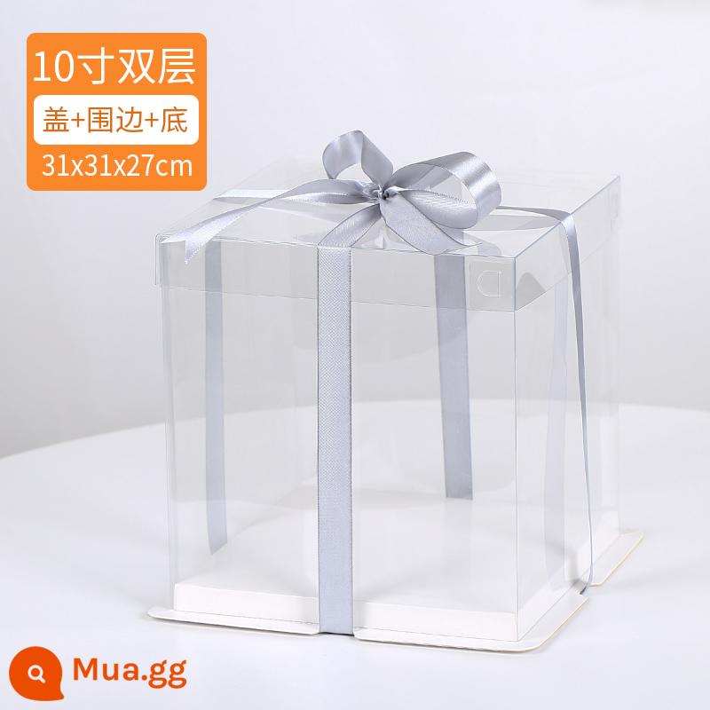 Hộp bánh sinh nhật hoàn toàn trong suốt bốn inch 4 inch 6 inch 8 inch 10 inch 12 inch hộp bao bì dùng một lần cao hai lớp - 10 inch hai lớp 31*31*27cm