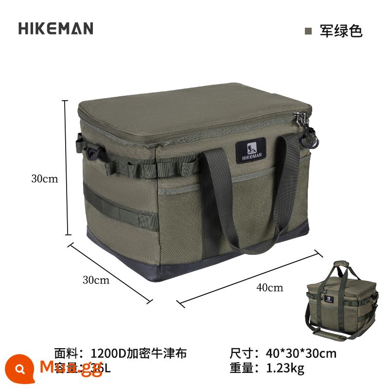 HIKEMAN cắm trại ngoài trời thiết bị túi lưu trữ dung lượng lớn nâng cao bộ đồ ăn bếp hộp bảo quản gấp túi lặt vặt - Nachuan Pro-quân sự xanh-mềm-khoảng 36L 1200D Vải Oxford