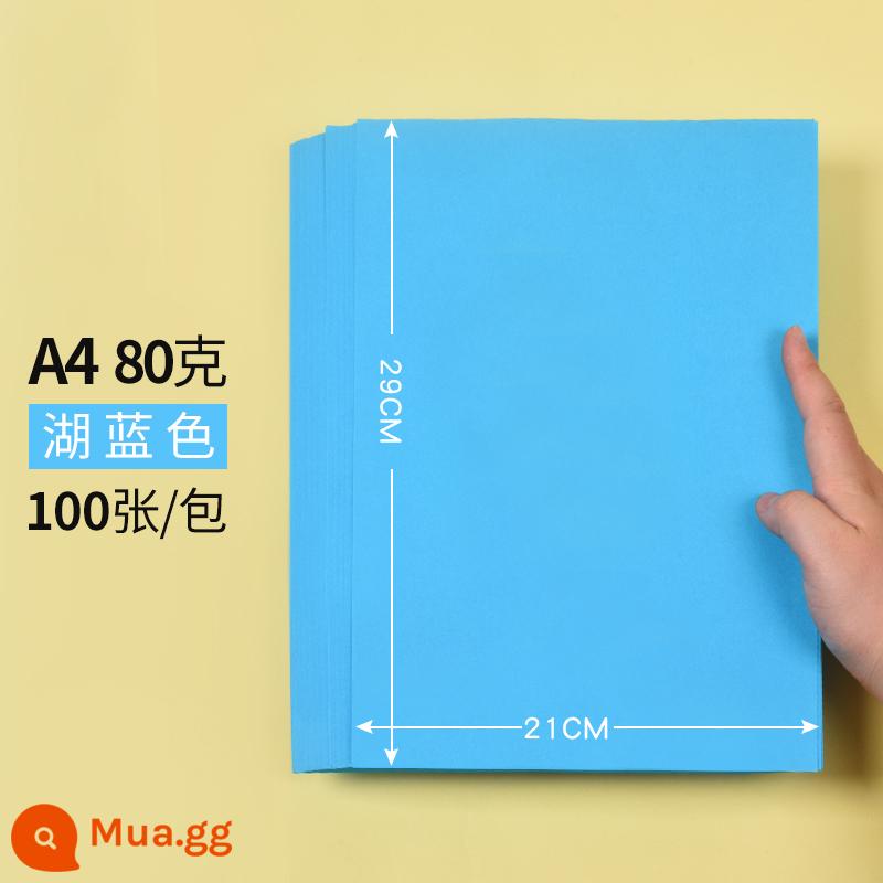 a4 giấy photocopy màu giấy thủ công giấy photocopy origami giấy đặc biệt cắt giấy mẫu giáo trẻ em giấy vuông hạc giấy màu - A4[80g Hồ Xanh]100 tờ