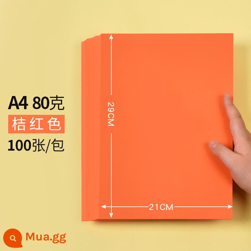 a4 giấy photocopy màu giấy thủ công giấy photocopy origami giấy đặc biệt cắt giấy mẫu giáo trẻ em giấy vuông hạc giấy màu - A4[80g cam]100 tờ