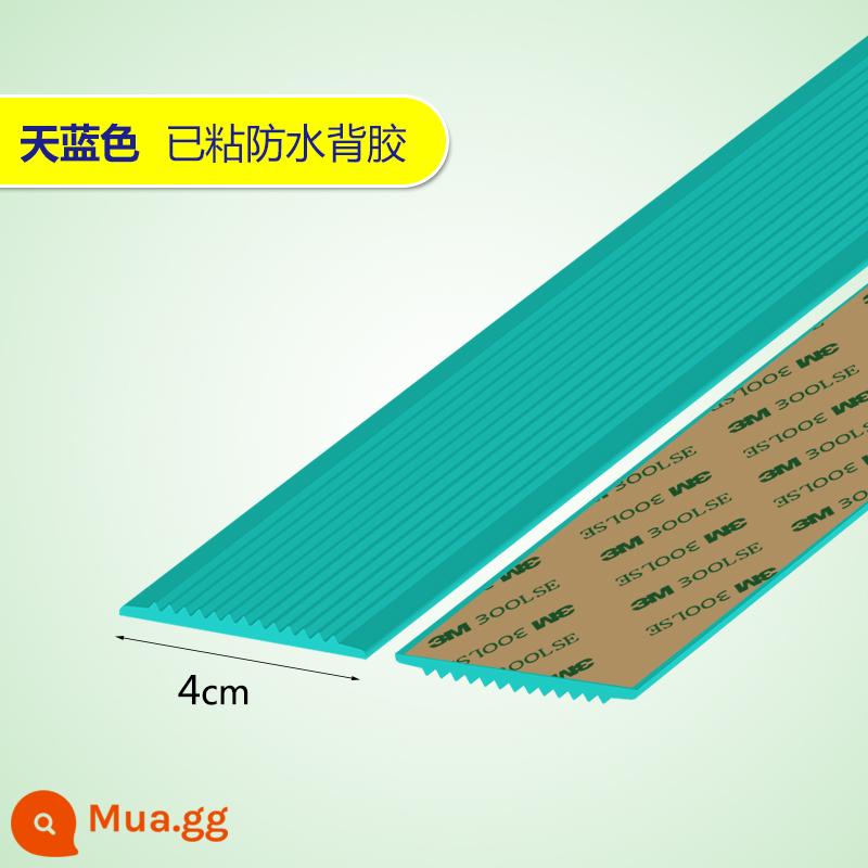 Mẫu giáo cầu thang dải chống trượt bước bước dải nhựa PVC dốc cao su viền đá cẩm thạch dải tự dính hộ gia đình - Màu xanh rộng 4cm