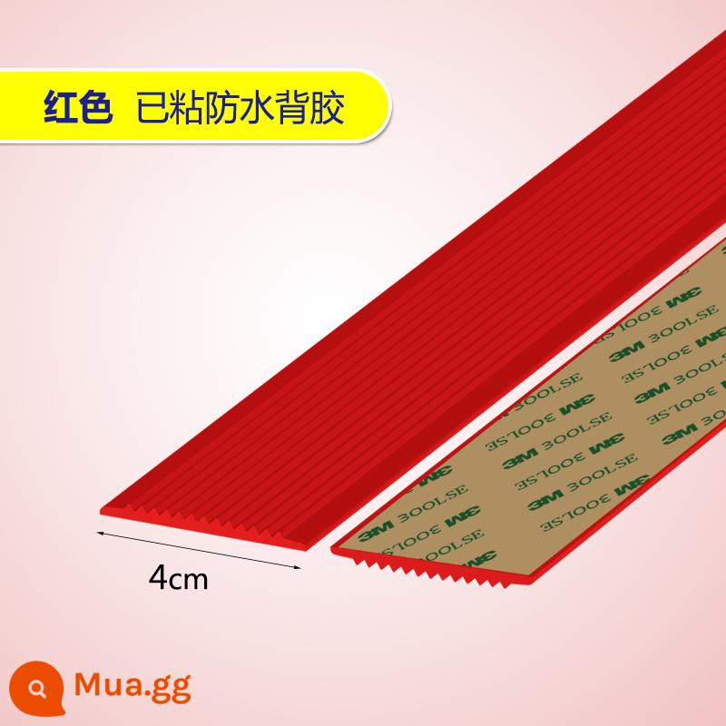 Mẫu giáo cầu thang dải chống trượt bước bước dải nhựa PVC dốc cao su viền đá cẩm thạch dải tự dính hộ gia đình - Màu đỏ rộng 4 cm