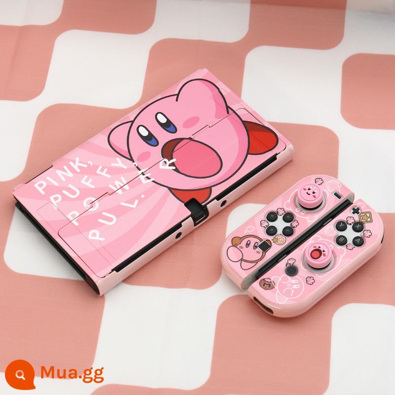 Nintendo Switcholed Bảo Vệ Kirby NS Cứng Túi Bảo Quản Tay Cầm Hộp Đựng Thẻ Nắp Đính Đá Phụ Kiện - Vỏ OLED (hút Kirby) + 2 nắp rocker