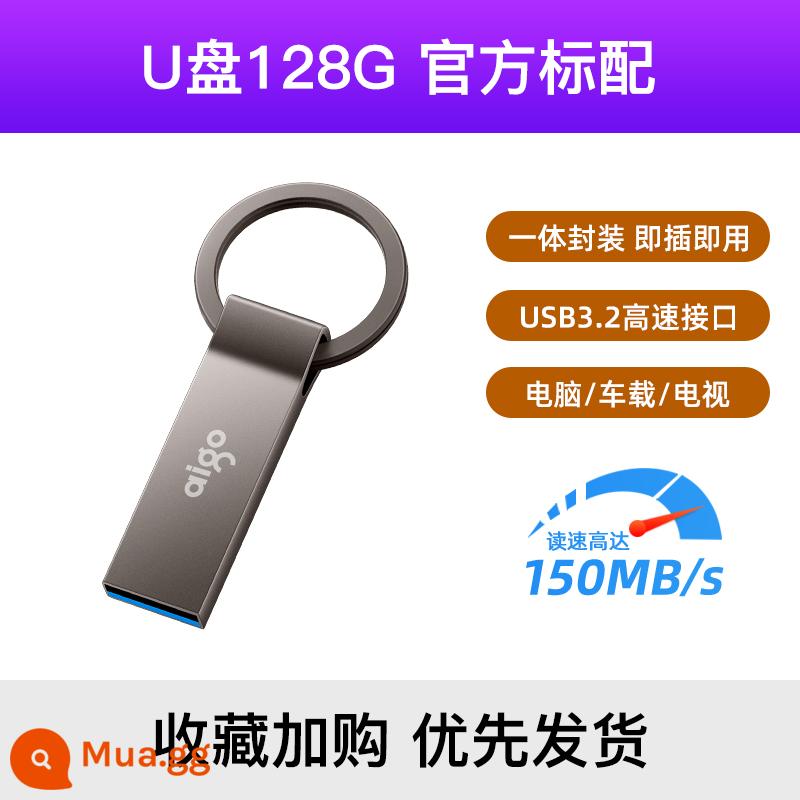 Ổ đĩa flash yêu nước 128g dung lượng lớn USB3.2 tốc độ cao trên ô tô ổ đĩa flash tùy chỉnh điện thoại di động máy tính ổ đĩa flash USB sử dụng kép đích thực - Vòng treo kim loại 128G [150M]