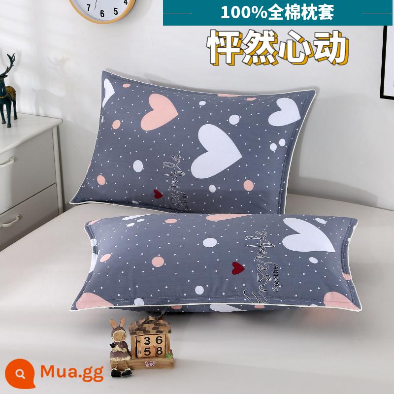 Vỏ gối cotton ins phong cách gia đình 48x74cm đôi 40*60 bọc đầu người duy nhất 100 vỏ gối cotton nguyên chất - Cảm giác mạnh [cặp vỏ gối bông]