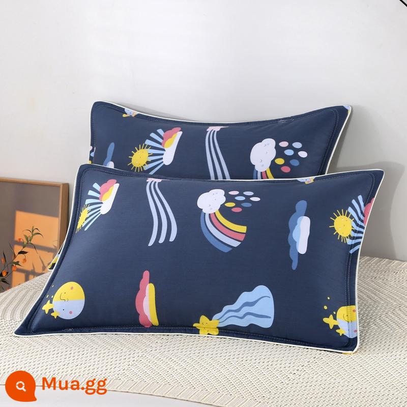 Vỏ gối cotton ins phong cách gia đình 48x74cm đôi 40*60 bọc đầu người duy nhất 100 vỏ gối cotton nguyên chất - Bỏ rơi