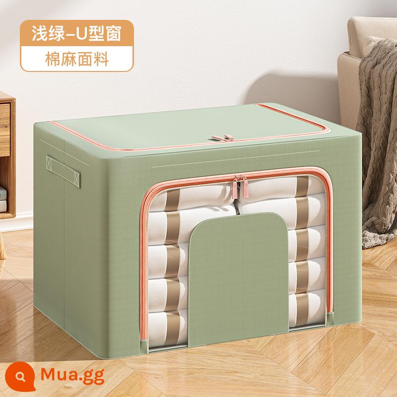 Hộp lưu trữ quần áo Xingyou Home Cotton và quần áo vải lanh Hộp hộp quần áo có thể được gấp lại để di chuyển hộp bena - Vải lanh và vải cotton hình chữ U màu xanh nhạt