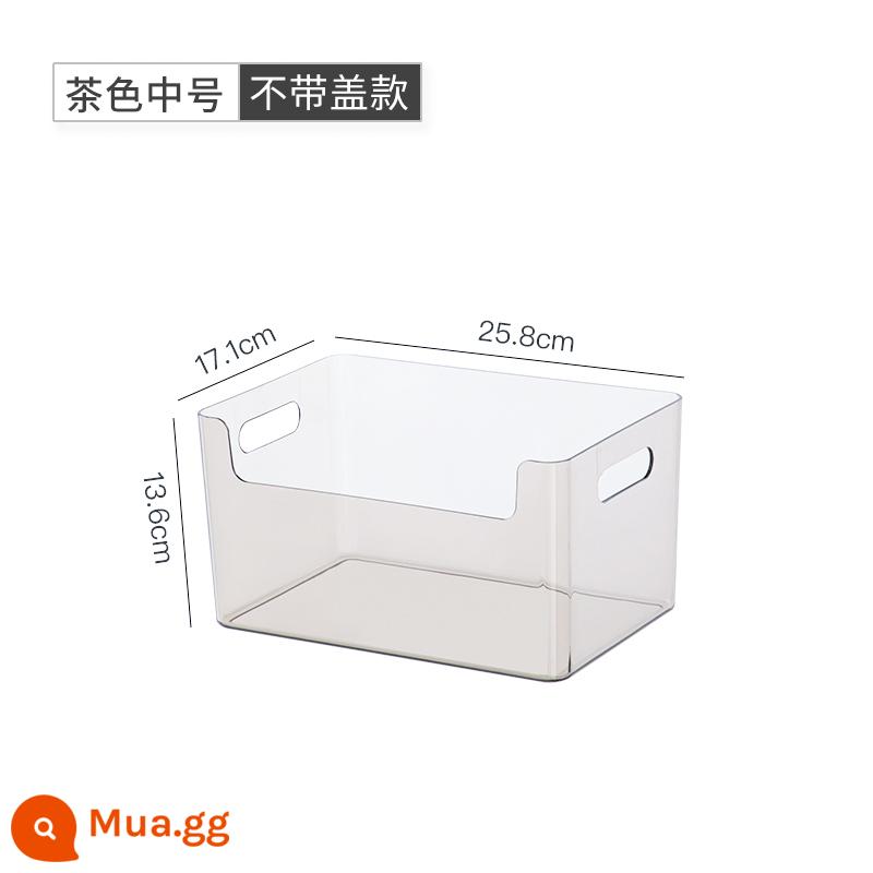 Máy Tính Để Bàn Hộp Bảo Quản Mặt Nạ Mỹ Phẩm Snack Giỏ Hoàn Thiện Hộp Acrylic Hộp Trong Suốt Hộ Gia Đình Linh Tinh Hộp Bảo Quản - Kích thước trung bình màu nâu (không có nắp)