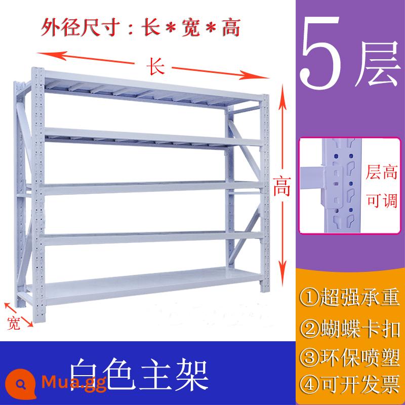 Giá kệ để đồ giá trưng bày hàng hóa nhiều tầng giá kho chuyển phát nhanh kho hộ gia đình kho nặng kệ điều chỉnh - Khung chính năm lớp màu trắng