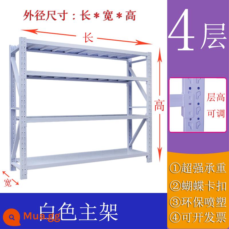 Giá kệ để đồ giá trưng bày hàng hóa nhiều tầng giá kho chuyển phát nhanh kho hộ gia đình kho nặng kệ điều chỉnh - Khung chính bốn lớp màu trắng