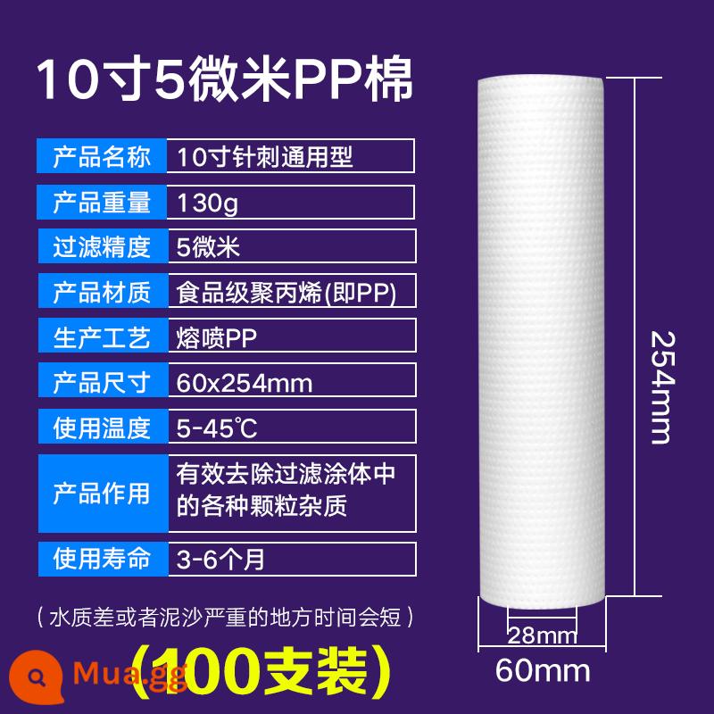 10-inch bông PP lõi lọc đa năng cho máy lọc nước gia đình lọc trước 1 micron 5 micron phụ kiện máy lọc nước máy - 10 inch 5 micron [130g kim đục lỗ] 100 miếng