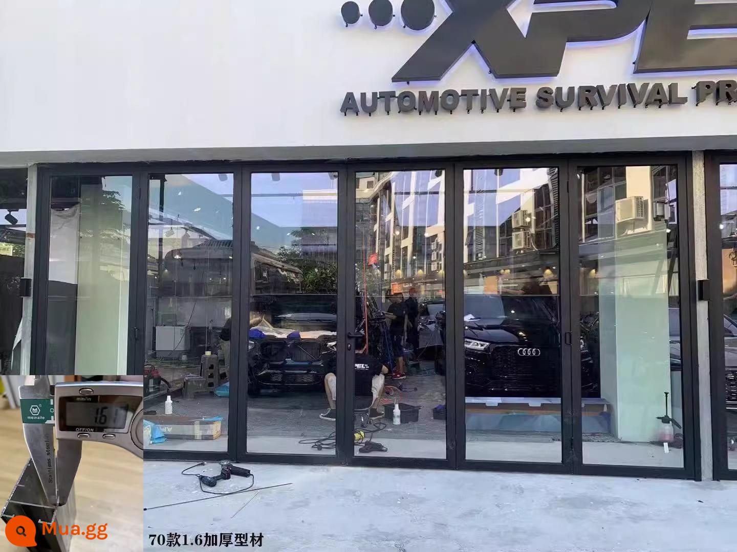 Cửa xếp ngăn cửa phòng rửa xe Shop Shop Store kính cửa trượt ban công cách âm hợp kim nhôm cửa trượt nặng - 70 mẫu chất liệu dày 1.6