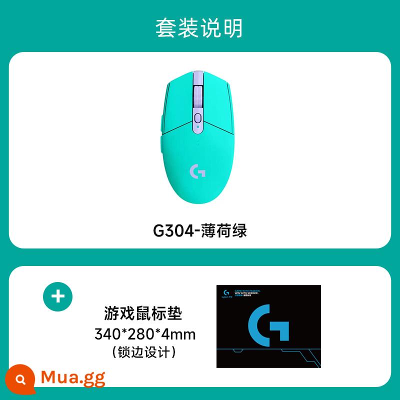 Logitech G304 Thể Thao Điện Tử Trò Chơi Văn Phòng Chuột Không Dây G304 Cơ cf/Lol Ăn Gà Macro Máy Tính Để Bàn Laptop Dành Riêng Cho Bé Trai Và Bé Gái - G304 xanh bạc hà + lót chuột