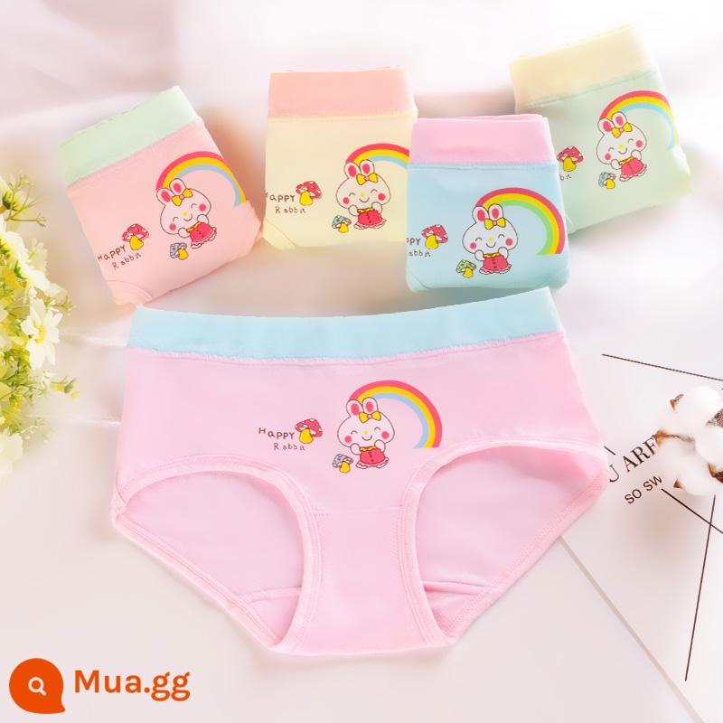 Quần lót cotton trẻ em cotton nguyên chất Quần đùi cotton bé gái Quần lót boxer hình tam giác bé gái 1-3-5-7-9 tuổi - QR036 bốn gói, đầy đủ màu sắc