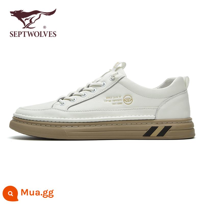 Giày Sneakers Septwolves Giày Trắng Nam Thoáng Khí Mùa Hè 2023 Mới Giày Da Nam Sneaker Nam Chính Hãng Giày Nam - Trắng vàng 0137 (size giày da chuẩn)