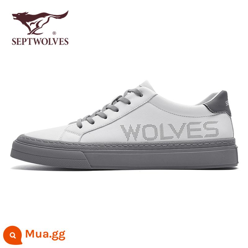 Giày Sneakers Septwolves Giày Trắng Nam Thoáng Khí Mùa Hè 2023 Mới Giày Da Nam Sneaker Nam Chính Hãng Giày Nam - Mẫu hợp thời trang màu trắng và xám (cỡ giày da tiêu chuẩn)