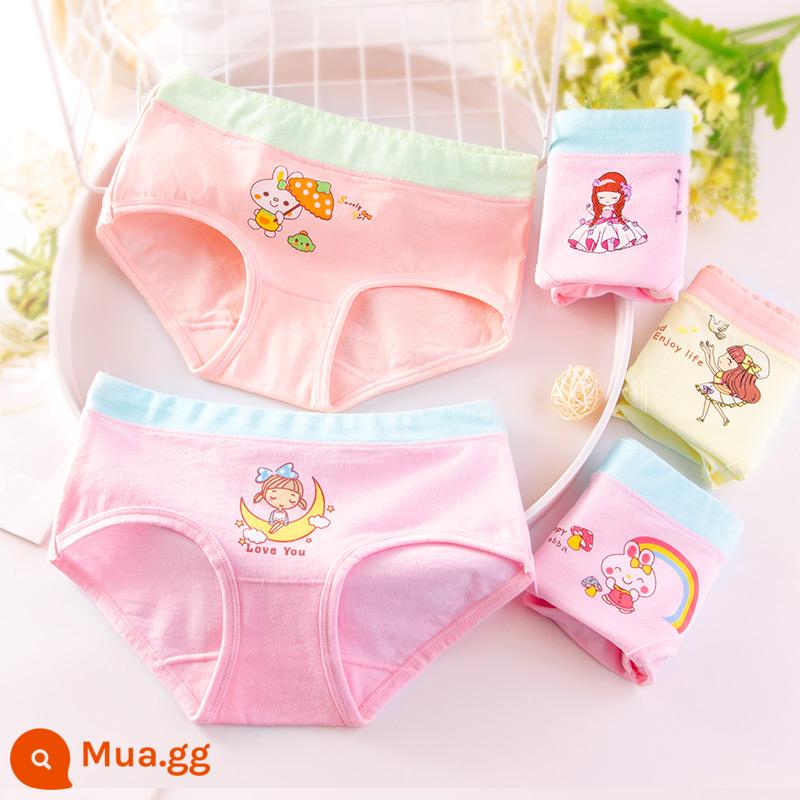 Quần đùi cotton nguyên chất cho bé gái Quần lót boxer cho bé gái 100% bé gái trẻ lớn 100% cotton không véo mông - Mix and match tam giác dày đặc dành cho nữ 5 gói 5 combo