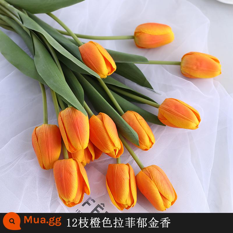 Mô Phỏng Bó Hoa Cảm Thấy Dưỡng Ẩm Tulip Cắm Hoa Cao Cấp Phòng Khách Trang Trí Bánh Cắm Hoa Giả Hoa Khô Màu Hồng - Gói 12 màu cam [tất cả các lựa chọn đều có tác dụng dưỡng ẩm] [khuyến nghị bán chạy]