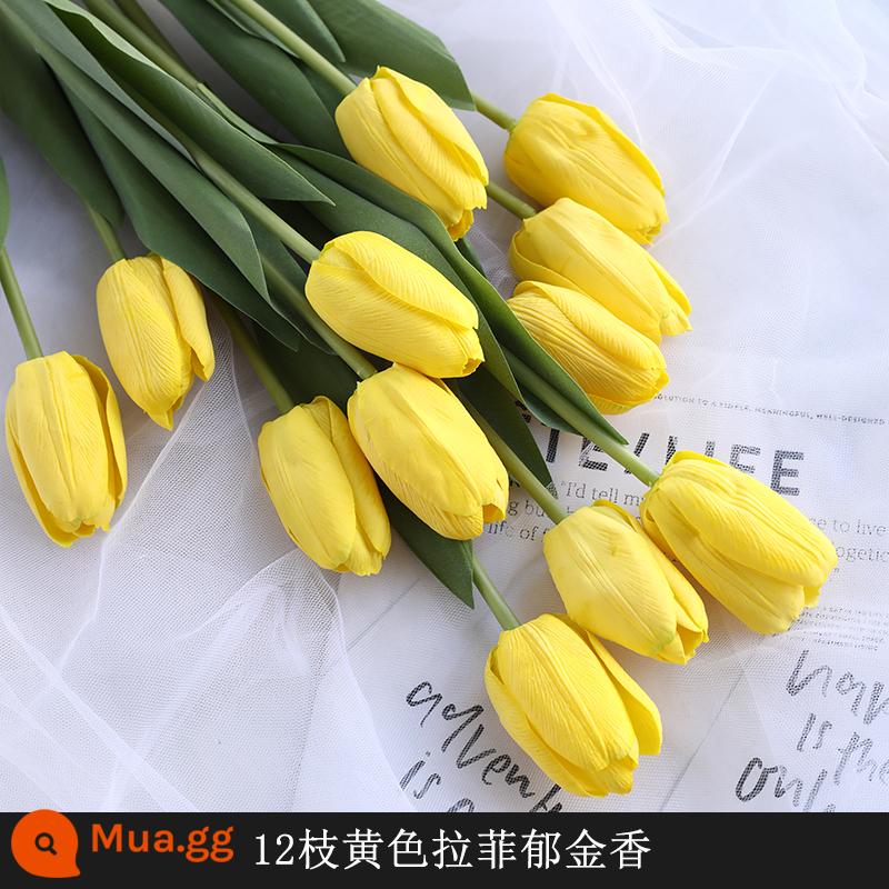 Mô Phỏng Bó Hoa Cảm Thấy Dưỡng Ẩm Tulip Cắm Hoa Cao Cấp Phòng Khách Trang Trí Bánh Cắm Hoa Giả Hoa Khô Màu Hồng - Gói 12 màu vàng [gói giá cả phải chăng]