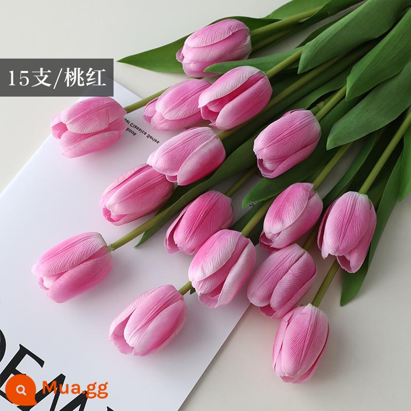 Mô Phỏng Bó Hoa Cảm Thấy Dưỡng Ẩm Tulip Cắm Hoa Cao Cấp Phòng Khách Trang Trí Bánh Cắm Hoa Giả Hoa Khô Màu Hồng - Xanh nhạt [15 cành hồng]