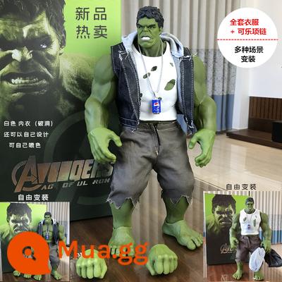 Lớn Hulk Hulk Hulk Avengers Mô Hình Chung Di Động Mô Hình Anime Búp Bê Vật Trang Trí Đồ Chơi - Bộ quần áo + vòng cổ màu đen hoàn chỉnh mới 42cm (bán chạy)