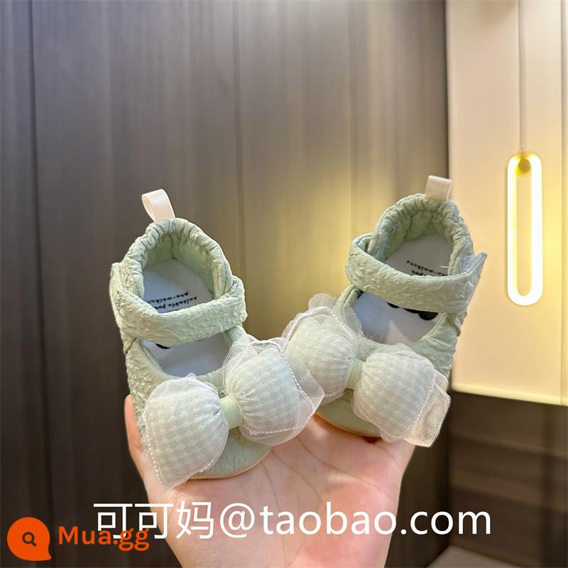 Xuân Thu bé ren công chúa giày 0-1 tuổi tập đi cotton nhiều màu sắc sơ sinh sơ sinh 100 ngày tuổi giày vải không rơi ra giày - Đế cao su xanh 2307